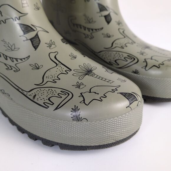 RainAngel Kids Boys 4 Gray Dinosaur Print Rubber Rain Boots, Insulated Lining - Picture 4 of 11
